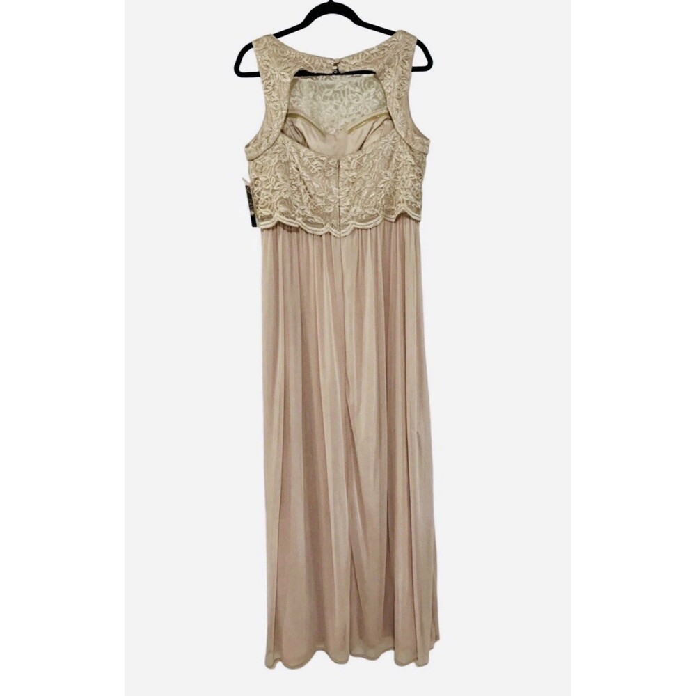 Nightway Champagne Lace Formal Empire Elegant Prom Wedding Dress Gown Size 14P - Picture 14 of 14
